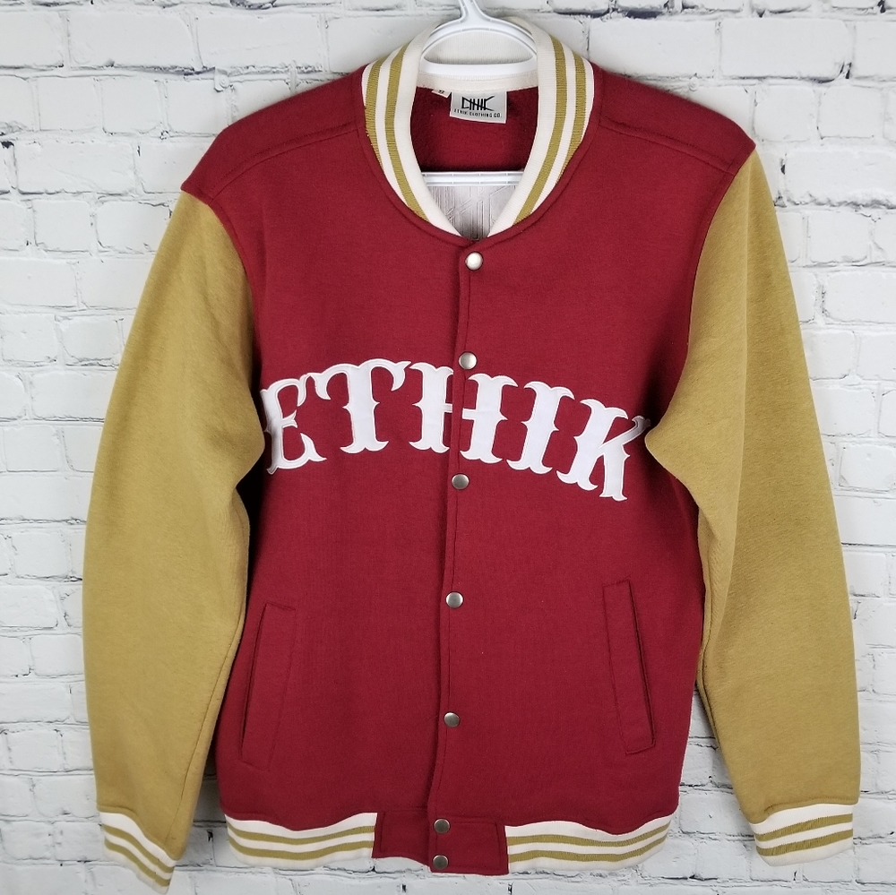 ETHIK | varsity style snap sweatshirt jacket